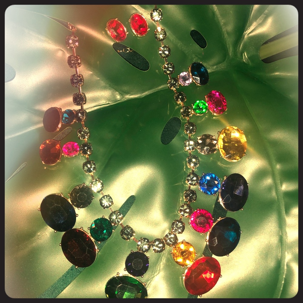 Multi colored diamond necklace